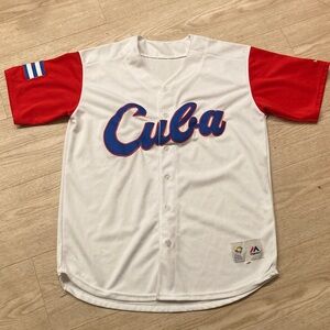 Cuba White & Red Kids Baseball Jersey